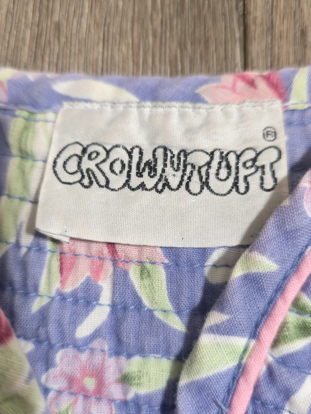 Vintage Crowntuft Blue Floral House Coat Robe House Dress Grannycore 2XL Cottage